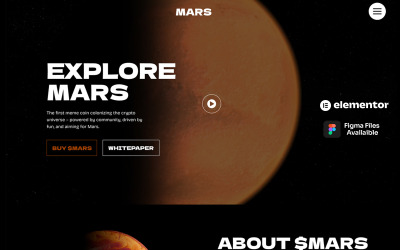 Mars – Krypto-Meme-Coin Elementor-Landingpage