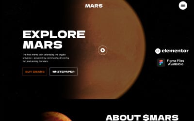 Mars – Strona docelowa Crypto Meme Coin Elementor