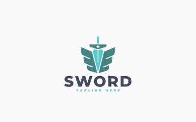 Modèle de logo d&amp;#39;épée ailée