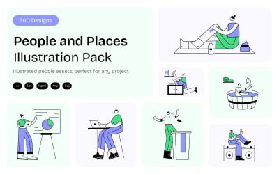 People and Places Illustration Set