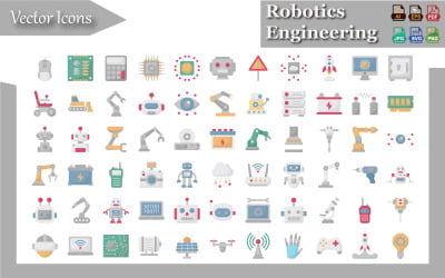Robotics Engineering Icons Pack –  Vector Icons for Web, App, UI UX, Education &amp;amp; Presentations
