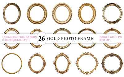 Vintage Oval Gold Frames Transparent PNG | Gold Oval Frame PNG Bundle with Transparent Background