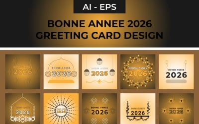 Bonne Annee 2026 Greeting Card Design