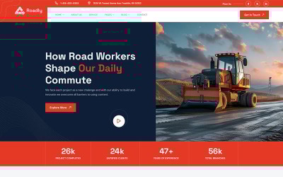 Roadle – Modèle HTML5 pour la construction et les entreprises de travaux publics