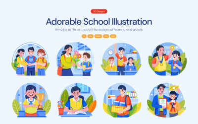 School Illustration Art Set
