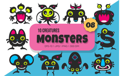 Whimsical Monsters Pack 08. Tshirt, PNG. FREE
