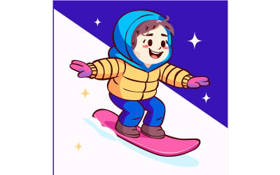 卡通女孩滑雪