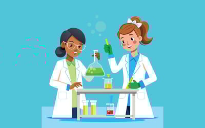 Des scientifiques enthousiastes et leur laboratoire de formules vertes exceptionnelles