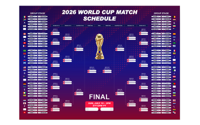 2026 FIFA World Cup Wall Chart Digital Download, FIFA World Cup 2026 Schedule Template,