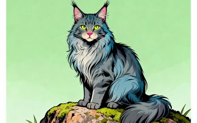 Close Up Cat 1 (Ai Illustration Image + Vector Line Art)