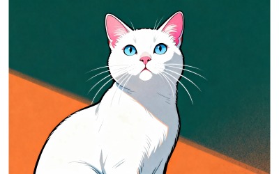 Close Up Cat (Ai Illustration Image + Vector Line Art)
