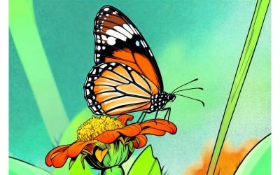 Closeup Shot Beautiful Butterfly With Interesting Textures (Ai Illustration Image + Vector Line Art)