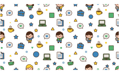 Kawaii üzleti témájú háttér illusztráció digitális és márkaépítési használatra