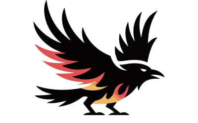 A minimal raven silhouette with spread wings
