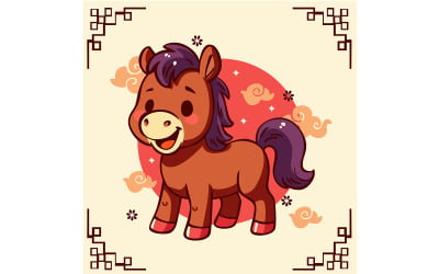 Animales del zodiaco del caballo de dibujos animados del año 2026