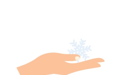 Main détaillée tenant un flocon de neige délicat (vecteur hivernal)