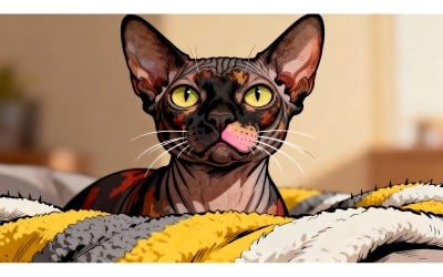 Front View Beautiful Cat Concept (Ai Illustration Image + Vector Line Art)