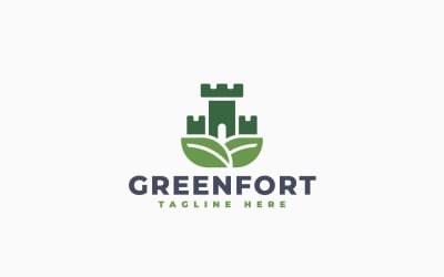 Green Fort Castle Logo Template Design