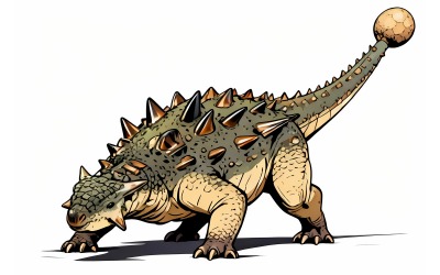Ankylosaurus Dinosaur 1 (Ai Illustration Image + Vector Line Art)