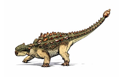 Ankylosaurus Dinosaur (Ai Illustration Image + Vector Line Art)