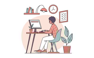 Digital worker concentrating on his project at the desk