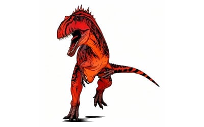 3d Render Ferocious Dinosaur White Background (Ai Illustration Image + Vector Line Art)