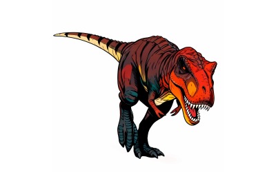 3d Tyrannosaurus Rex Render White Background 1 (Ai Illustration Image + Vector Line Art)