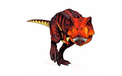 3d Tyrannosaurus Rex Render White Background (Ai Illustration Image + Vector Line Art)