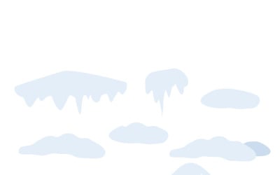Ensemble d&amp;#39;éléments de neige hivernale isolés : calottes, stalactites et congères