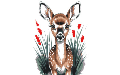 A illustration of an adorable baby fawn