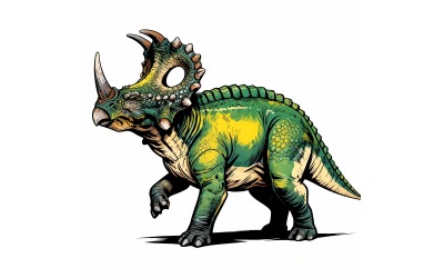 Dinosaur Sinoceratops Isolated Background Clipping Path 1 (Ai Illustration Image + Vector Line Art)