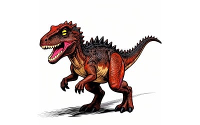 Dinosaur Toy White Surface (Ai Illustration Image + Vector Line Art)