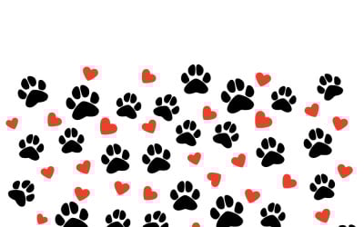 Motif sans couture de patte de chien et de cœur pour un foulard de Saint-Valentin