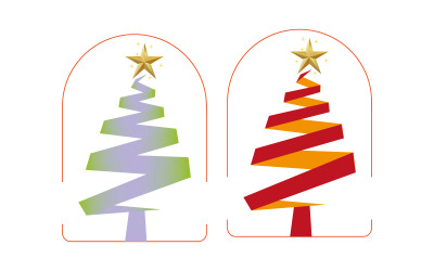 Abstract Christmas Tree Set Logo for Holiday and Festival Brand