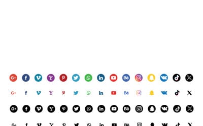 Ensemble complet d&amp;#39;icônes pour les réseaux sociaux : Facebook, Instagram, Twitter, YouTube