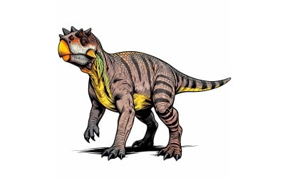 Dinosaur White Background Jurassic (Ai Illustration Image + Vector Line Art)