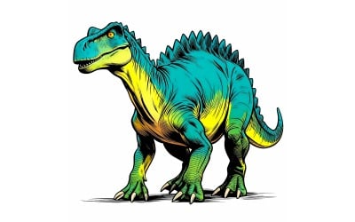 Dinosaur White Background Ornithopod (Ai Illustration Image + Vector Line Art)