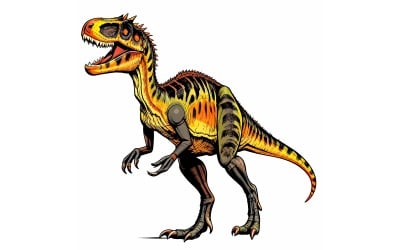 Genus Megalosaurid Theropod Dinosaur From Late Jurassic (Ai Illustration Image + Vector Line Art)
