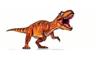 Happy Funny T Rex Dinosaure Background (Ai Illustration Image + Vector Line Art)