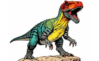 Patricia Turkey Scary Predatory Dinosaur (Ai Illustration Image + Vector Line Art)