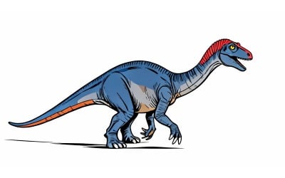 Realistic Dinosaur Model White Background (Ai Illustration Image + Vector Line Art)