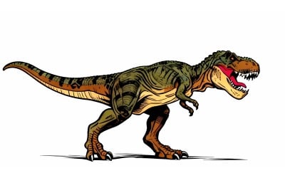 Realistic Tyrannosaurus Toy (Ai Illustration Image + Vector Line Art)