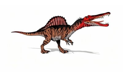 Spinosaurus Set Angles White Background 3d (Ai Illustration Image + Vector Line Art)