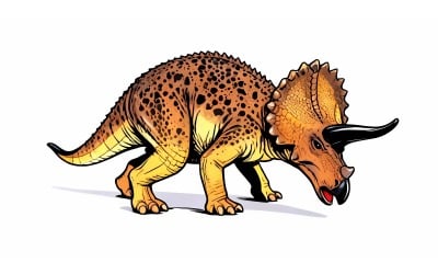 Triceratops Dinosaur Isolated (Ai Illustration Image + Vector Line Art)