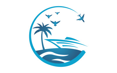 Логотип тропического островного пляжа для бренда товаров для путешествий и отдыха.