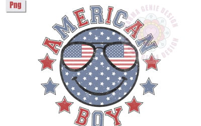 American Boy - 4th Of July - America T-Shirt Design - Independence Day - Boys USA T-Shirt Design