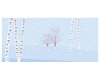 Paysage enneigé de forêt de bouleaux d&amp;#39;hiver, dessiné à la main et enchanteur