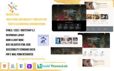 Hevinta – Modern NGO and Charity Multipage Website Template (Bootstrap 5, Light/Dark Mode)