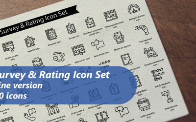Survey Rating Line Icon Set