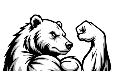 Bold Polar Bear Flex Illustration Highlighting Strength, Power, and Fierce Confidence for Branding